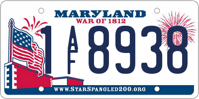 MD license plate 1AF8938