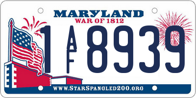 MD license plate 1AF8939