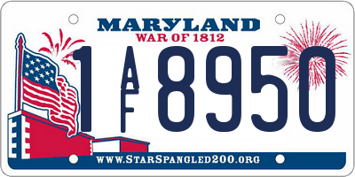 MD license plate 1AF8950