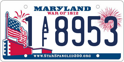 MD license plate 1AF8953