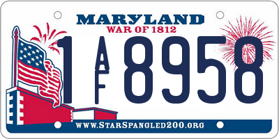 MD license plate 1AF8958