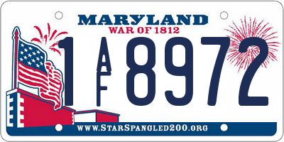 MD license plate 1AF8972