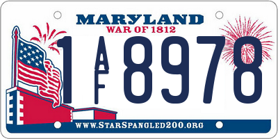 MD license plate 1AF8978