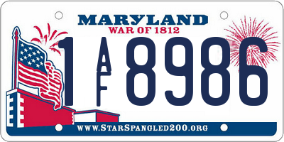 MD license plate 1AF8986