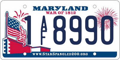 MD license plate 1AF8990