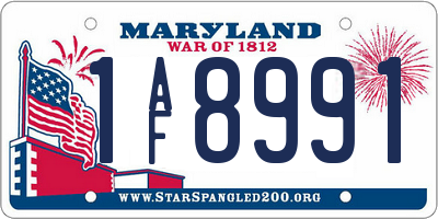 MD license plate 1AF8991