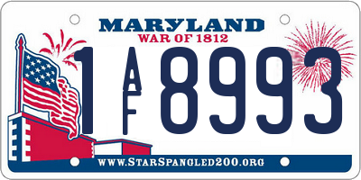 MD license plate 1AF8993