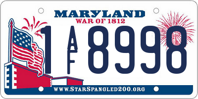 MD license plate 1AF8998