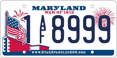 MD license plate 1AF8999