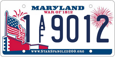 MD license plate 1AF9012