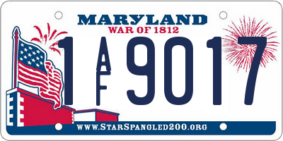 MD license plate 1AF9017