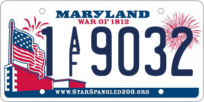 MD license plate 1AF9032