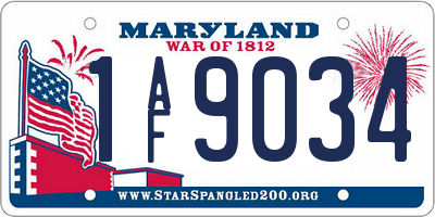 MD license plate 1AF9034