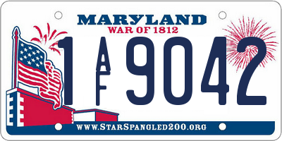 MD license plate 1AF9042