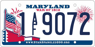 MD license plate 1AF9072