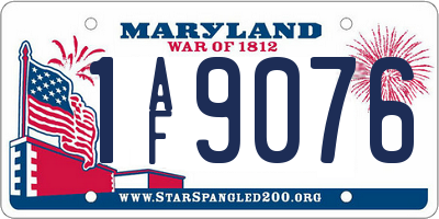 MD license plate 1AF9076