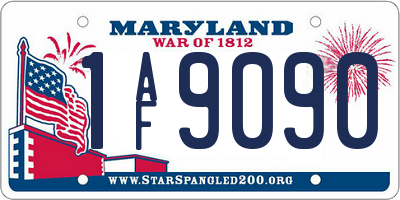 MD license plate 1AF9090