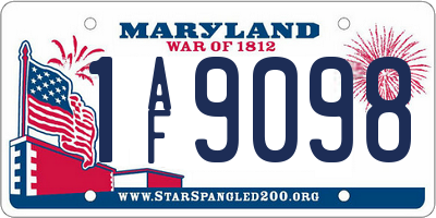 MD license plate 1AF9098