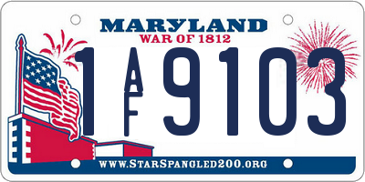 MD license plate 1AF9103