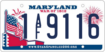 MD license plate 1AF9116