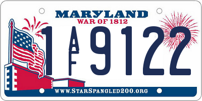 MD license plate 1AF9122