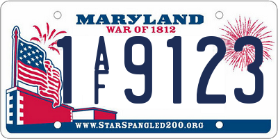 MD license plate 1AF9123