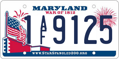 MD license plate 1AF9125