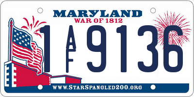 MD license plate 1AF9136