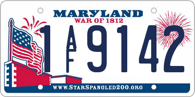 MD license plate 1AF9142