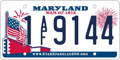 MD license plate 1AF9144