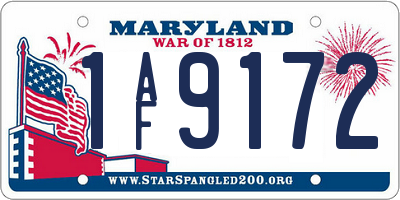 MD license plate 1AF9172