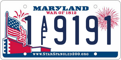 MD license plate 1AF9191