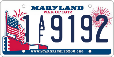 MD license plate 1AF9192