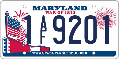 MD license plate 1AF9201