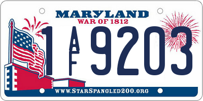 MD license plate 1AF9203