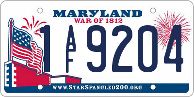 MD license plate 1AF9204