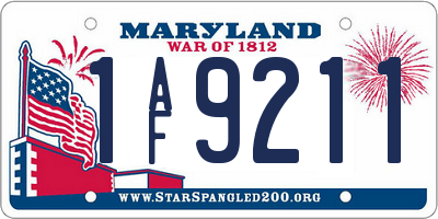 MD license plate 1AF9211