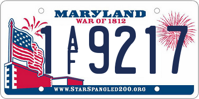 MD license plate 1AF9217