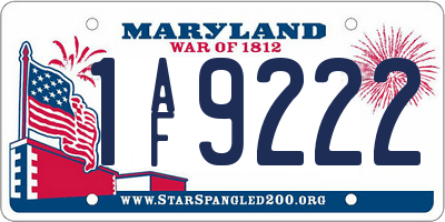 MD license plate 1AF9222