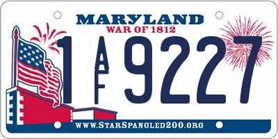 MD license plate 1AF9227