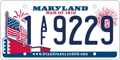 MD license plate 1AF9229