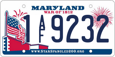 MD license plate 1AF9232
