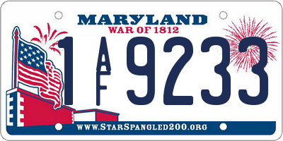 MD license plate 1AF9233
