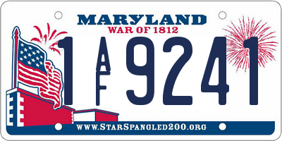 MD license plate 1AF9241