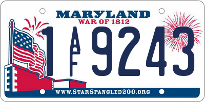 MD license plate 1AF9243