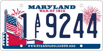 MD license plate 1AF9244