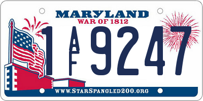 MD license plate 1AF9247