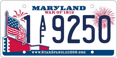 MD license plate 1AF9250