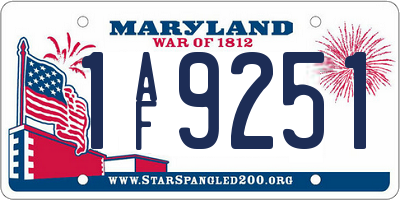MD license plate 1AF9251