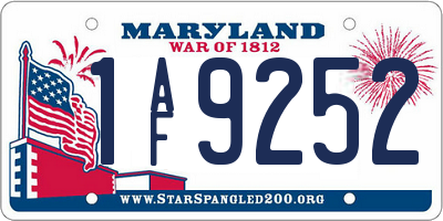 MD license plate 1AF9252